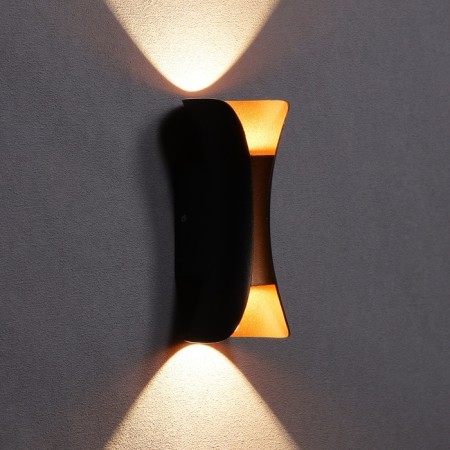Facade lamp "Elegant", FSD-090, 6 W, 3000K, IP65, 220 V, metal, black and golden 1008543