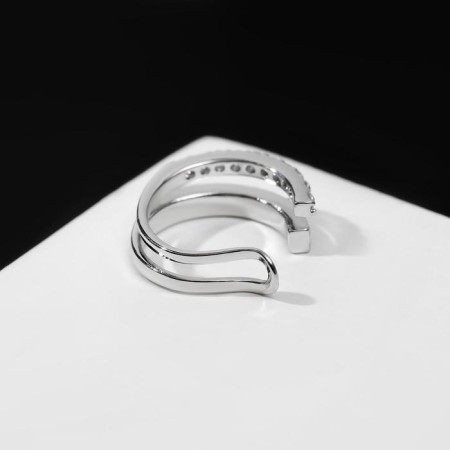 Earring "Kaff" Black and white lines, black and white color in silver-2