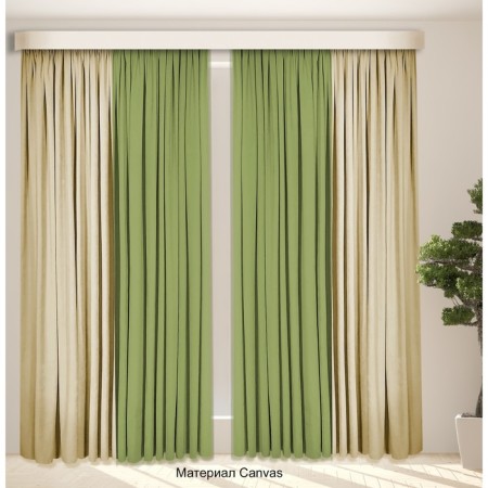 Set of curtains "Canvas", size 200x270 cm, 2 pcs, olive color, light beige color-4