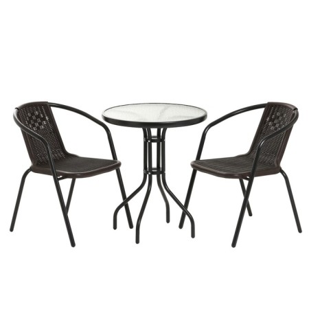 Set of garden furniture: table, 2 stools, black-3