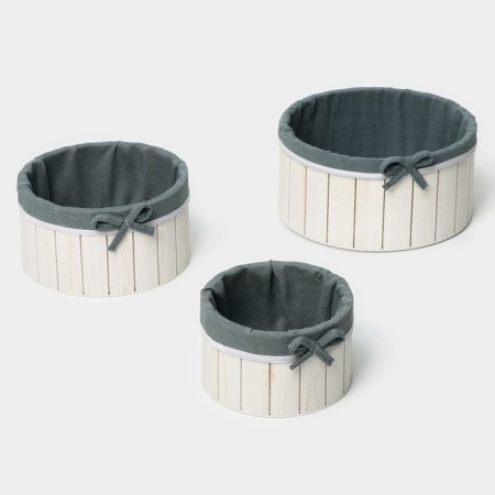 A set of handmade interior baskets LadOM, round, 3 pcs, size: 15 × 15 × 9 cm, 19 × 19 × 10 cm, 23 × 23 × 11 cm-5
