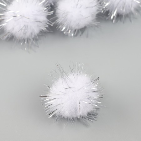 A set of textile details for the decor "bombs" 25 pcs. set, size 1 pc. 2 cm, color silver-3