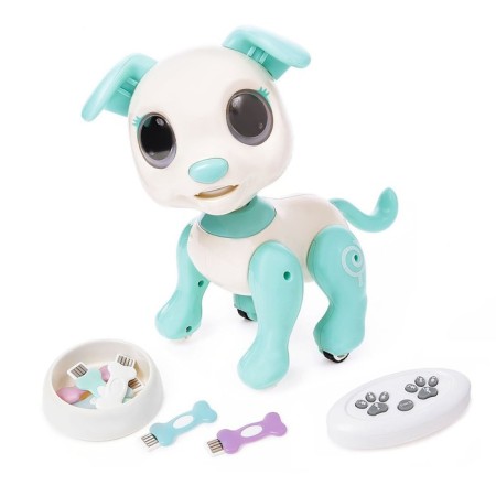 Robot dog “Peteum” WoW TOYS, on the control panel, interactive: sound, light, dancing, on the battery, turquoise-4
