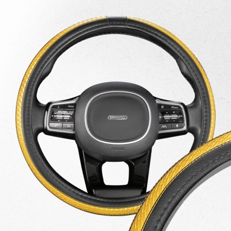 SkyWay braid, leather, size m, black, with a yellow wicker insert, s01102372
