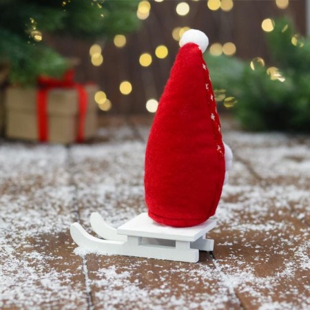 Soft toy "Santa Claus on the sled" stars, 5x13 cm, red-1
