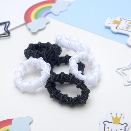 Hair elastic band "Mahrushka" (set of 100 pcs) classic, 3 cm, black and white-1