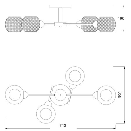 Ceiling lamp 4x40W E27, size 74x74x19 cm-2
