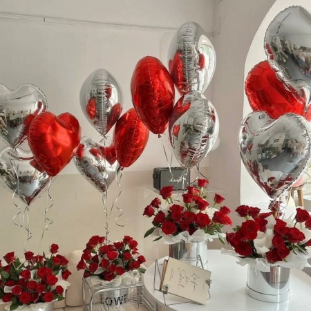 Foil ball 18 "heart", red color-4