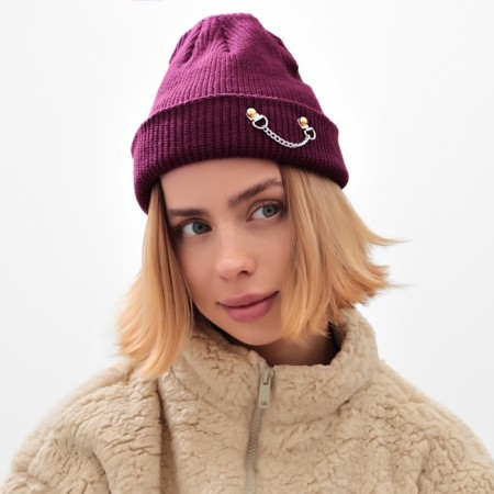 Women's hat minku, burgundy color, rr 56-58