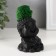 Concrete Kashpo "Buddha" 5.5x6.5x7cm black matte with moss (moss green stabilized)