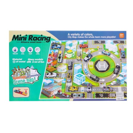 Game set "City", 24 metal machines with launch and playing field-8