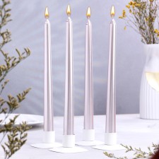 Antique candle, 2.3x 25 cm, 4 pcs, varnished, pink metallic