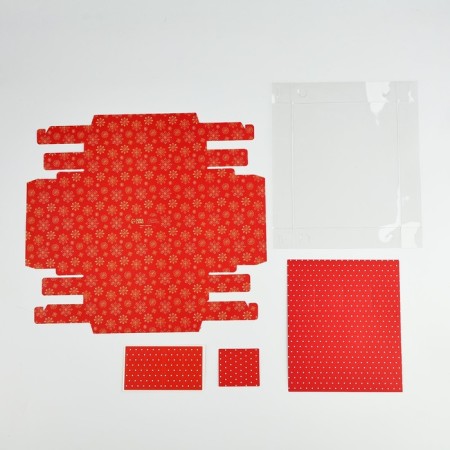 Box for 4 sweets and chocolate with cells "Snowflakes" 18.8 x 15.7 x 3 cm, New Year-4