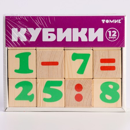Wooden cubes "Figures" 12 elements: 4 × 4 cm, volume-14
