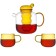 Glass kettle with two cups, yellow color, 1.2 l