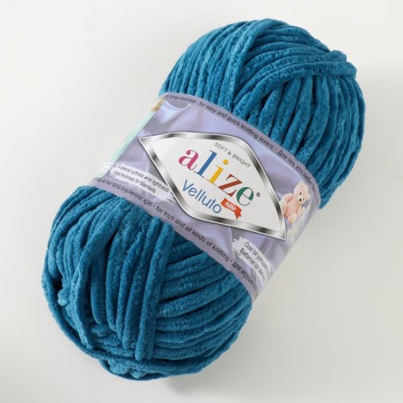 Yarn "Velluto" 100% micropoliester 68m/100g (646 Petrol)-1