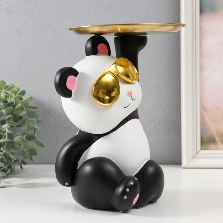 Souvenir Polstone "Panda with a gold stand" 22.5x17x25.2 cm-1