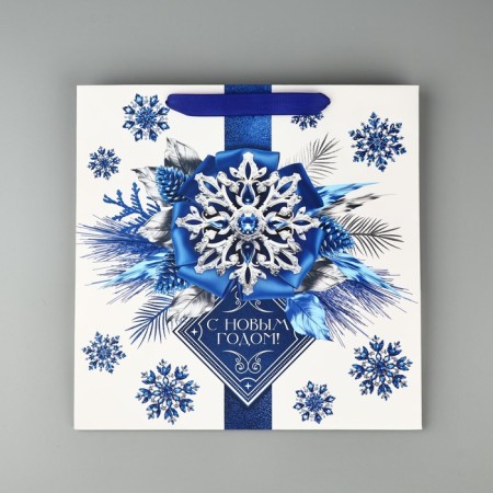 Package Gift New Year's laminated square “Happy New Year”, 30 x 30 x 12 cm, new year-3