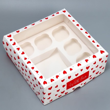 Box for cupcakes and gento-traps, confectionery packaging "Hearts", 25 x 25 x 10 cm-2