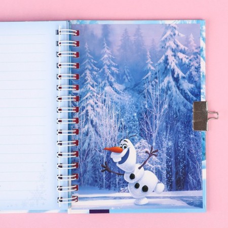 Gift set: Notebook on a lock, stickers and pen - fluffy, cold heart-8