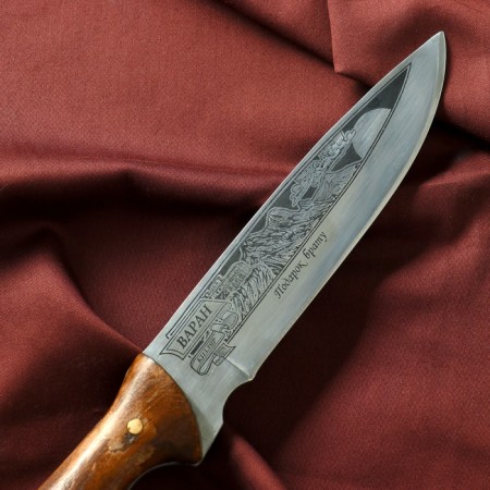 Caucasian knife, tourist "Varan" with scabbard, steel - 40x13, waxed nut, 14.5 cm-5