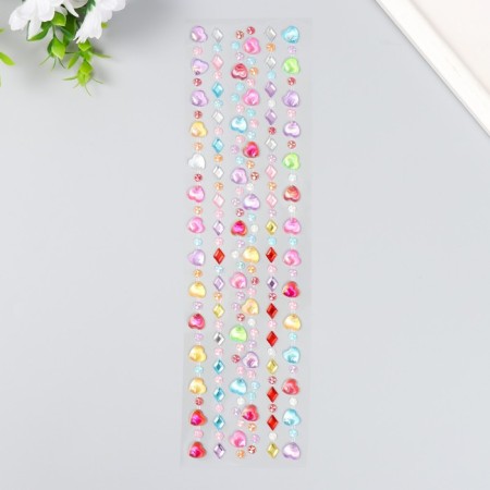 Sticker Plastic Rhinestones "Heart and Geometry" MIX 7x30 cm-2
