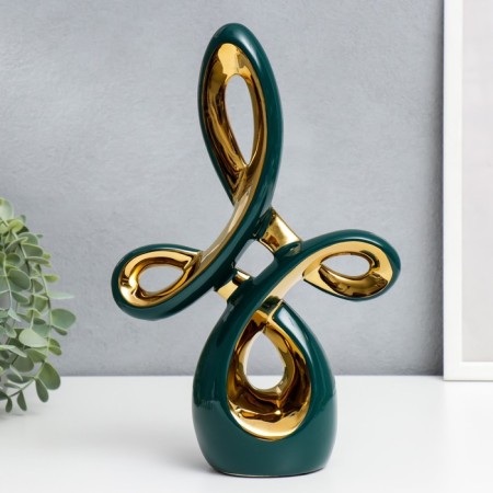Souvenir Ceramics "Abstraction. Communication" Dark green with gold 30x20 cm-2