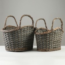 A set of wicker baskets, 39 x 25 x 19 x 24 x 33 cm, 34 x 20 x 17 x 22 x 30 cm, 2pcs, gray, willow 1029636