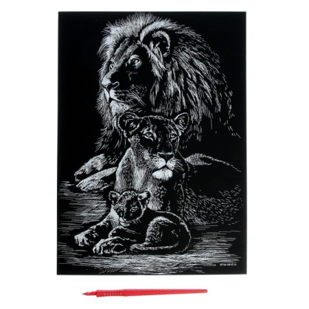 Engraving "lions" with a metallic effect of gold A4-3