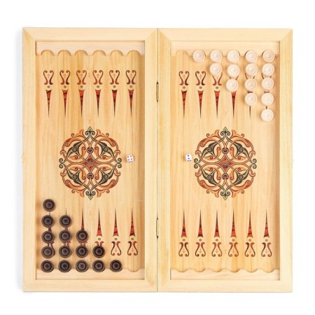Backgammon "clubfoot", wooden board 60 x 60 cm, with a field for playing checkers-1