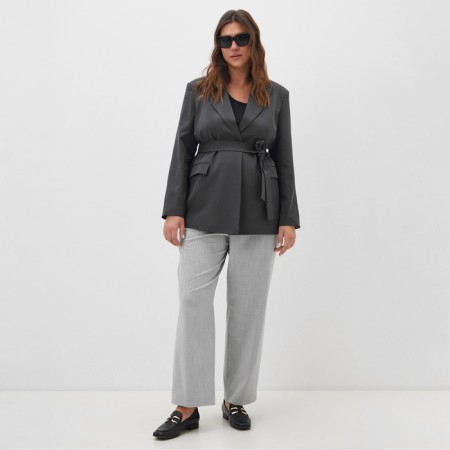 Women's jacket with a belt Mist Plus-Size, r.54, gray-1