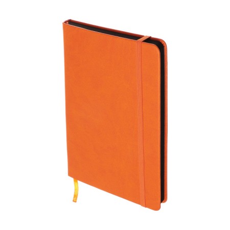Leduced Diary A5, 140l, Cage, leatherette, elastic band, black cut, orange-1