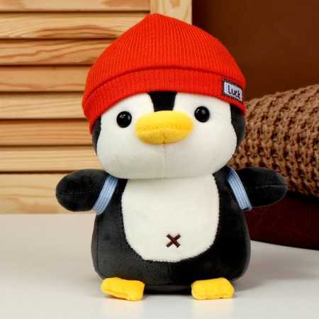 Soft toy "Penguin" with a backpack, in a red hat, 22 cm-3