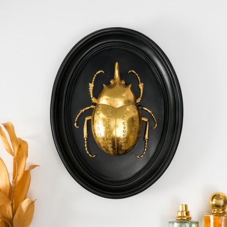 Panel interior polystone "Beetle rhino" black with gold 21x5x27 cm