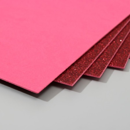 A set of glitter foamiran (5 sheets) 2 mm, 20x30 cm, dark red-2