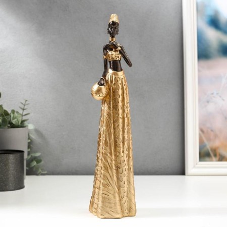 Polystone souvenir "African with a jug in a golden outfit" 33x9x8 cm