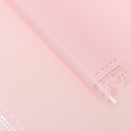 A film for decor and floristry, glossy, pink, plain, bilateral, universal, "lace", sheet 1pcs, 58 x 58 cm-1
