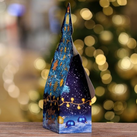 Gift box "Christmas tree" Blue hook ", 15.7 x 9.5 x 22.5 cm-3