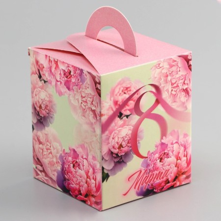 Box for 1 cupcake, "March 8", 9.2 x 9.2 x 11.1 cm, confectionery packaging-2
