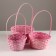 A set of baskets of 3 pcs, d21x10xh36cm, pink, bamboo