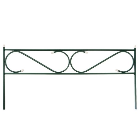 Decorative fence, 37 × 410 cm, 5 sections, with plugs, metal, green, "narrow"-7