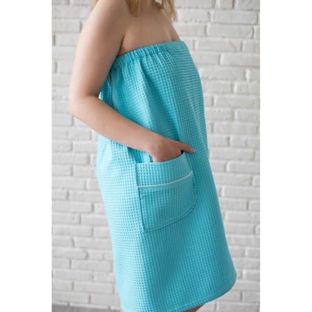 Pareo female, turquoise color, waffle sheet-3