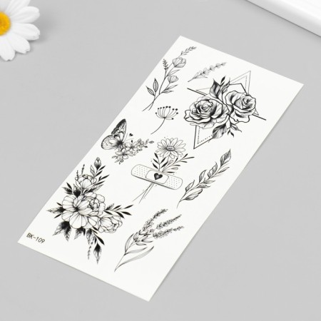 Tattoo on the body black "tenderness" 19x9.5 cm-1