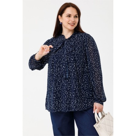 Female blouse, size 62, blue-white color-1