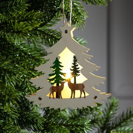Christmas tree toy "Christmas tree with deer", from batteries, glow warm white-1