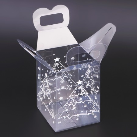 New Year. Box gift New Year's folding PVC "Christmas tree in the forest" 12 x 7 x 7 cm.-3
