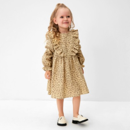 Платье для девочки MINAKU: Cotton collection цвет бежевый, рост 110 см-5