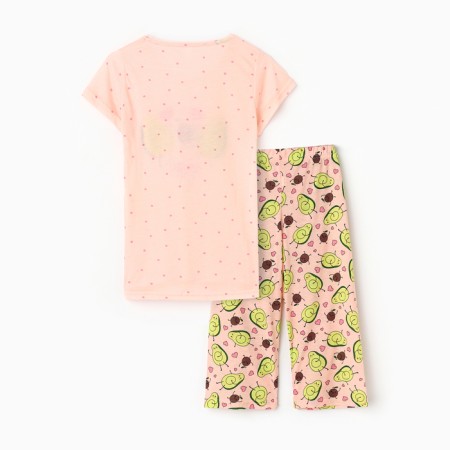 Women's home set (T -shirt/Bridges), peach color, size 50-9