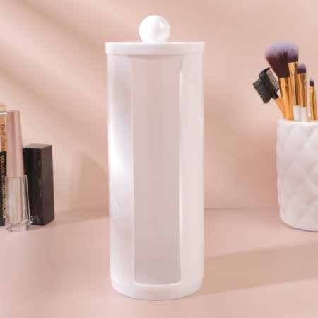 Organizer for storing cotton pads, with a lid, 7 × 19.5 cm, white color-2