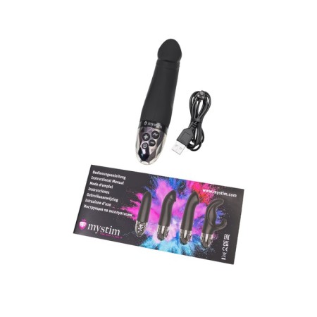 Vibrator Mystim Real Deal Neal with electrical stimulation, 16.5 cm, silicone, black color-9